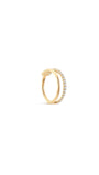 kosiner jewelry 14K Solid Gold Double - layer Single Row Pave Hoop Earring