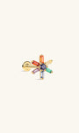 KOSINER rainbow blooming starburst flower 14K solid gold flat back stud, multi-color baguette cz cluster internal thread cartilage piercing earring with 14K marked post
