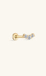 KOSINER 14K Solid Gold Delicate Pave Curved Flat Back Stud