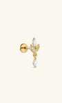 KOSINER At Dawn 925 Sterling Silver Olive Branch Marquise Drop Flat Back Stud side view