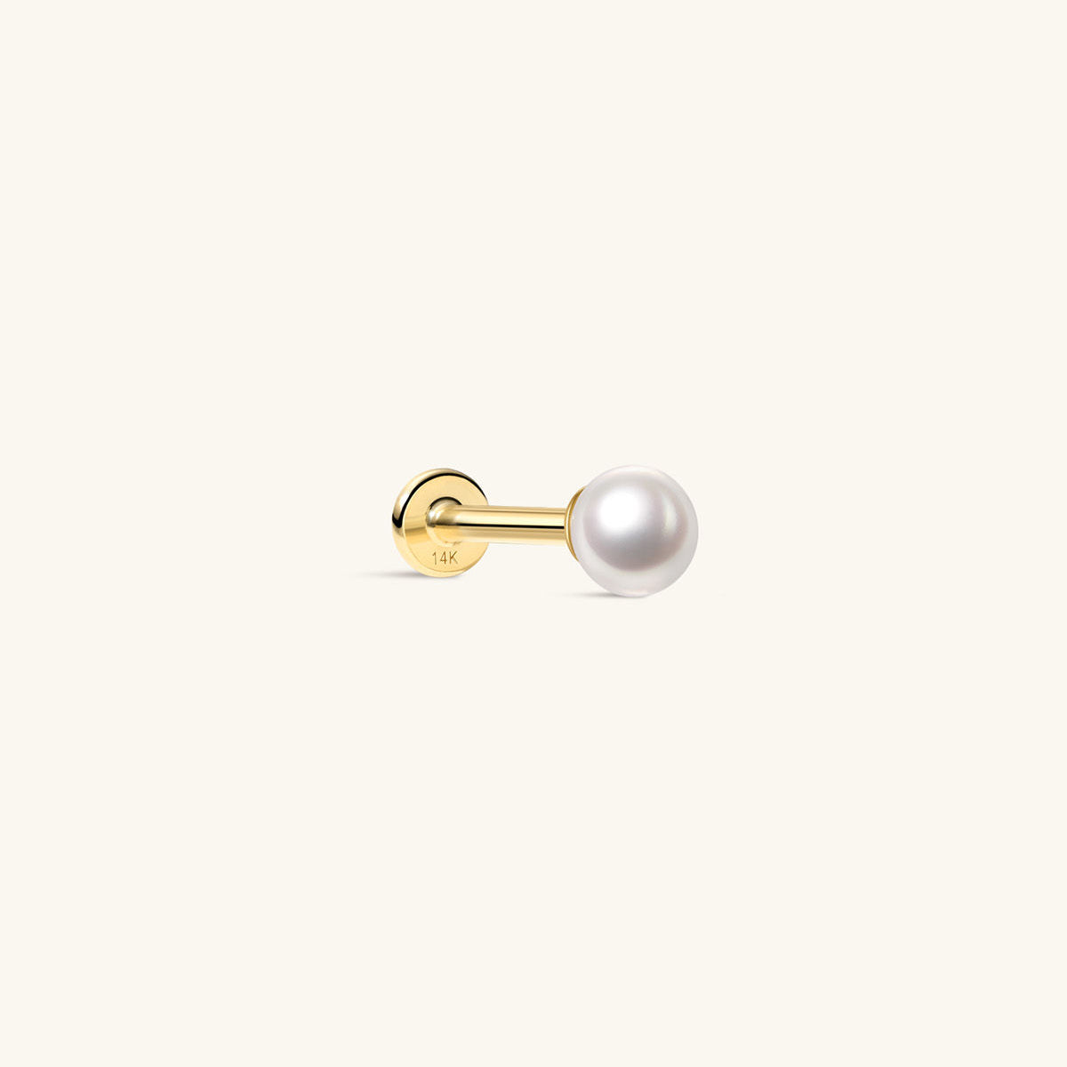 KOSINER 14K Solid Gold Classic Pearl Flat Back Stud,hypoallergenic and tarnish-proof.
