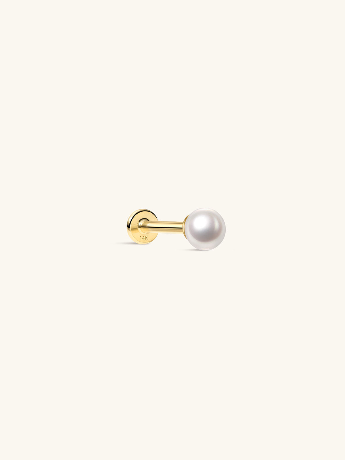 KOSINER 14K Solid Gold Classic Pearl Flat Back Stud,hypoallergenic and tarnish-proof.