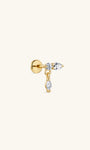 KOSINER 14K Solid Gold Lab-Grown Diamond Dangle Flat Back Stud with Marquise Diamond Drop and Titanium Post