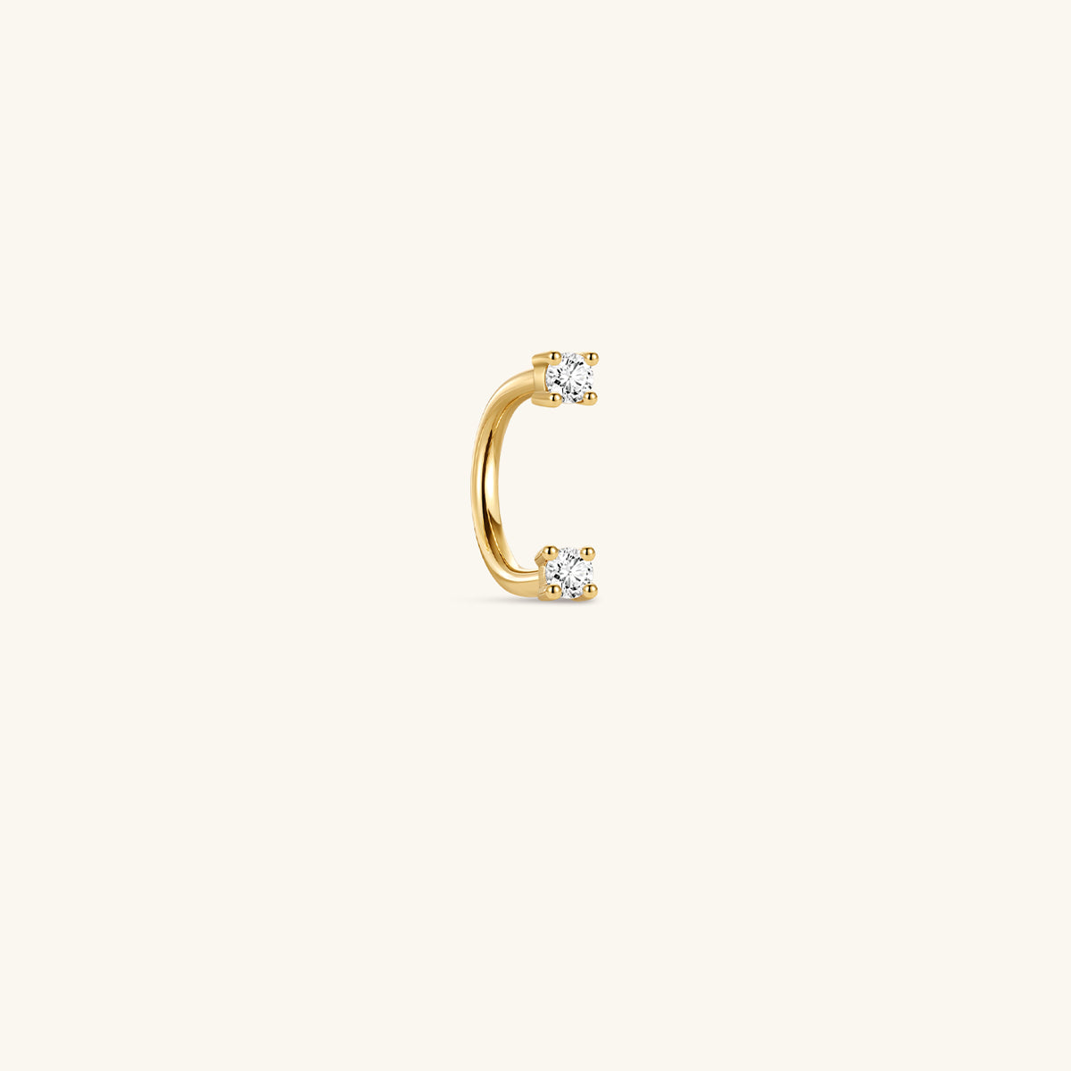 KOSINER 14K Solid Gold Lab-Grown Diamond Curved Barbell in 5mm 6mm 7mm and 8mm Sizes
