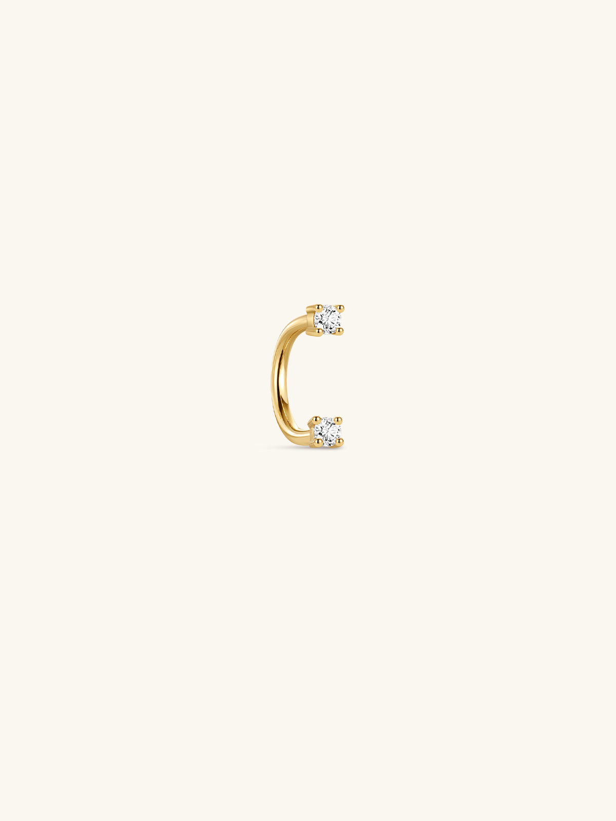 KOSINER 14K Solid Gold Lab-Grown Diamond Curved Barbell in 5mm 6mm 7mm and 8mm Sizes
