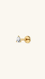 14K Gold Pear Lab-Grown Diamond Flat Back Delicate Stud