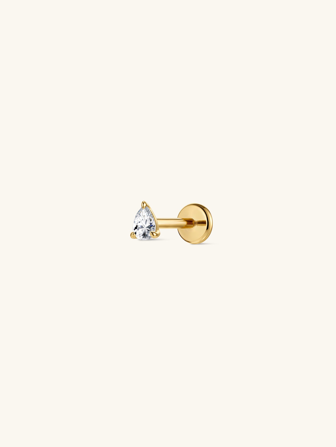 14K Gold Pear Lab-Grown Diamond Flat Back Delicate Stud