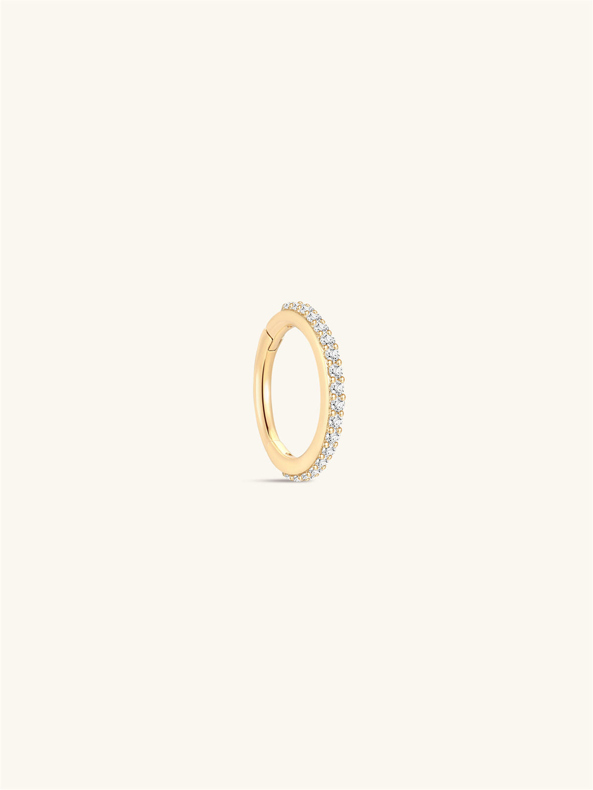 KOSINER 14K Solid Gold Elegant Pave Hoop, waterproof, tarnish-proof and hypoallergenic for sensitive ears