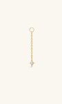 KOSINER 14K solid gold marquise cz four-point star long chain dangle charm, detachable ear pendant for hoop and cartilage piercing