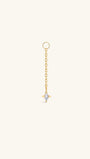 KOSINER 14K solid gold marquise cz four-point star long chain dangle charm, detachable ear pendant for hoop and cartilage piercing
