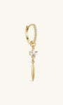 At Dawn 18K gold plated lotus tassel drop hoop with sparkling clear stones