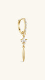 At Dawn 18K gold plated lotus tassel drop hoop with sparkling clear stones
