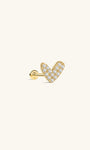 KOSINER 14K Solid Gold Delicate Pave Heart Flat Back Stud, Nickel-Free Waterproof Sleep Friendly Dainty Cartilage Piercing Jewelry for Women