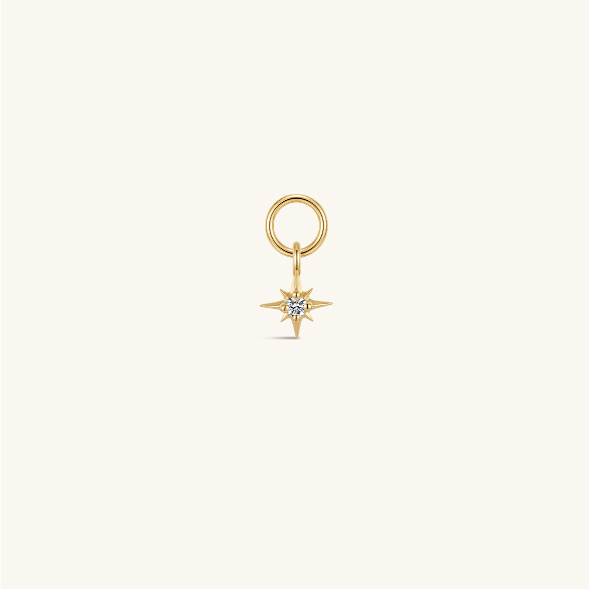 KOSINER 14K solid gold eight-point star cz dangle charm, removable north star pendant for hoop earring & flat back stud piercing