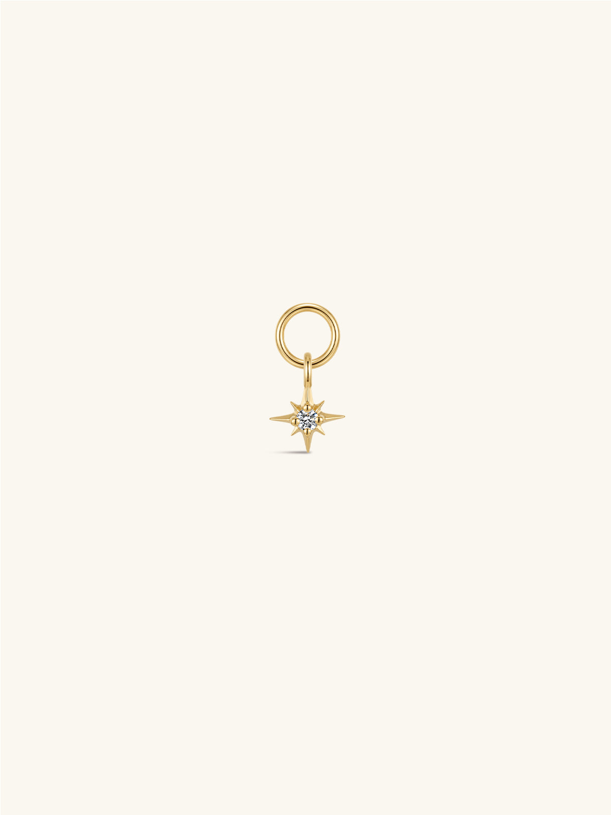 KOSINER 14K solid gold eight-point star cz dangle charm, removable north star pendant for hoop earring & flat back stud piercing