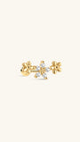 KOSINER 14K Solid Gold Flower Trio Flat Back Stud, Hypoallergenic Cartilage Earring for Helix Piercing