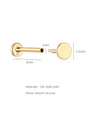 14K solid gold labret stud earring dimensions: 3.5mm disc, 8mm post, 1mm gauge. Materials: 14K gold, AAAAA Zirconia.