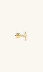 KOSINER 14K Solid Gold Glossy Lightning Flat Back Stud, Hypoallergenic Waterproof Cartilage Piercing Earring Not Plated