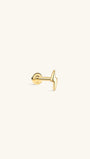 KOSINER 14K Solid Gold Glossy Lightning Flat Back Stud, Hypoallergenic Waterproof Cartilage Piercing Earring Not Plated