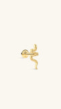 KOSINER 14K Solid Gold Dainty Textured Snake Flat Back Piercing Stud, Nickel-Free Waterproof Vintage Animal Cartilage Earring for Multi Ear Stack Piercing