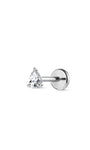 Kosiner 14K White Gold Pear Lab-Grown Diamond Flat Back Delicate Stud