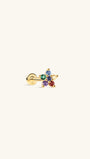KOSINER colorful five-petal rainbow flower 14K solid gold flat back stud, 14k stamped internal threaded post multi round cz cartilage piercing earring