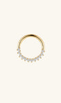 KOSINER 14K Solid Gold Dainty Cluster Daith Clicker Hoop, Half Paved CZ Diamond Smooth Click Closure Cartilage Earring