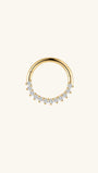 KOSINER 14K Solid Gold Dainty Cluster Daith Clicker Hoop, Half Paved CZ Diamond Smooth Click Closure Cartilage Earring