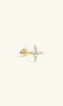 KOSINER 14K Solid Gold Four-Point Star Flat Back Stud, Hypoallergenic Cartilage Earring for Helix Piercing