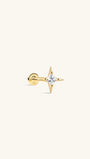 KOSINER 14K Solid Gold Four-Point Star Flat Back Stud, Hypoallergenic Cartilage Earring for Helix Piercing