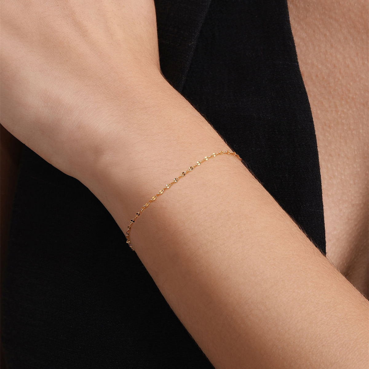 Kosiner Jewelry KOSINER 18K Gold Vermeil Delicate Baby Rolo Chain Bracelet