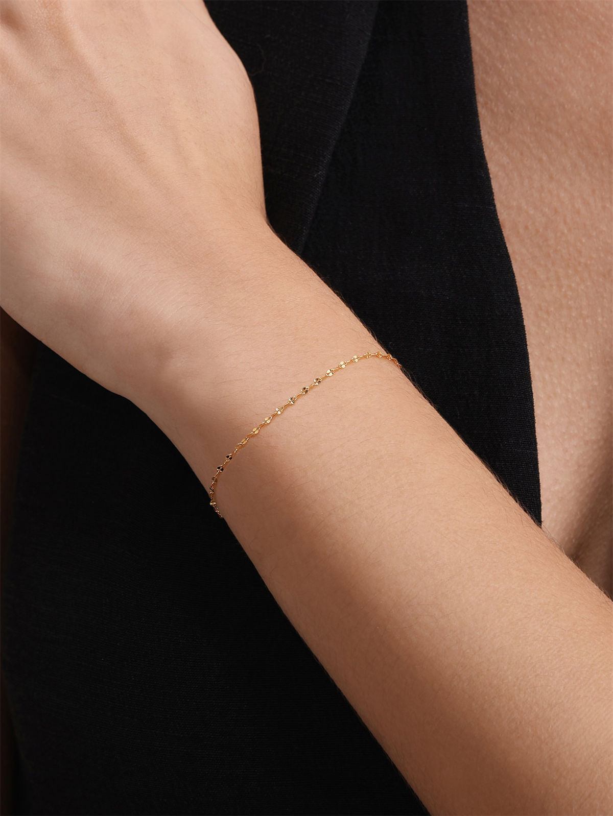 Kosiner Jewelry KOSINER 18K Gold Vermeil Delicate Baby Rolo Chain Bracelet