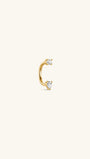 KOSINER 14K solid gold pear curved barbell hoop earring, two stones round cz and pear cut cubic zirconia delicate cartilage piercing jewelry minimalist gold ear hoop