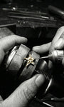 Kosiner Jewelry KOSINER Hand Hammered 14K Solid Gold Chain Pendant Hoop