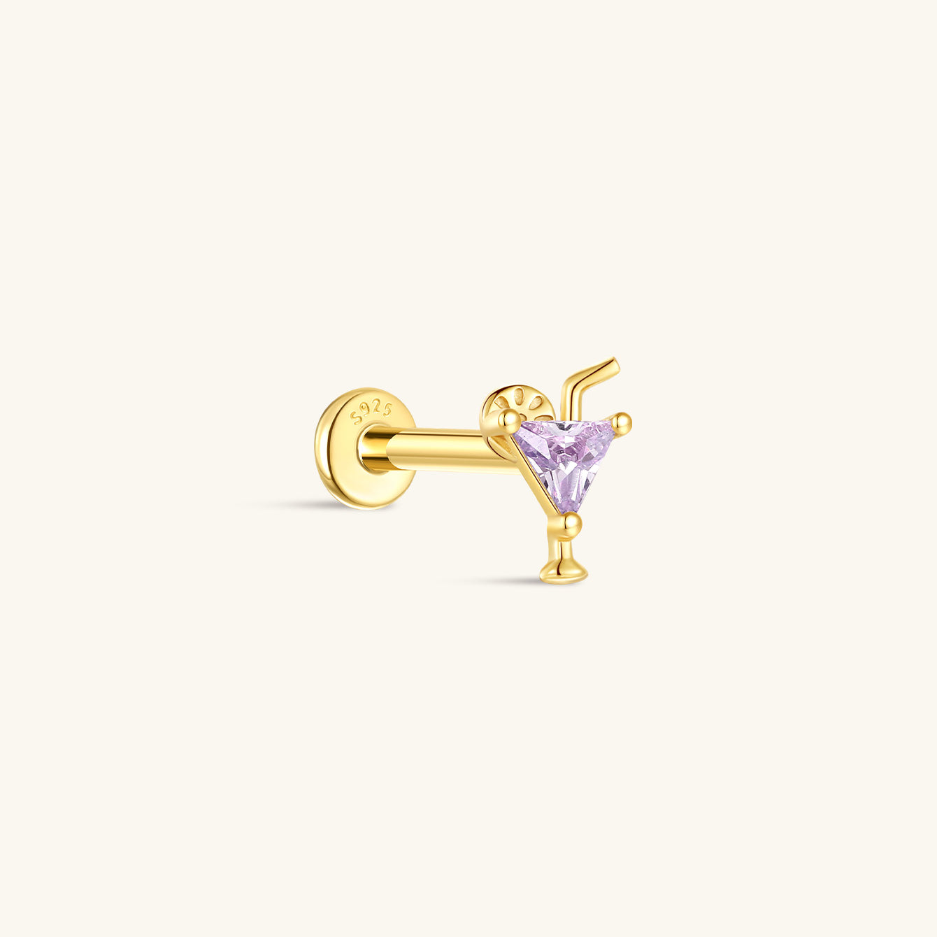 KOSINER Seaspritz 925 sterling silver cocktail glass flat back stud