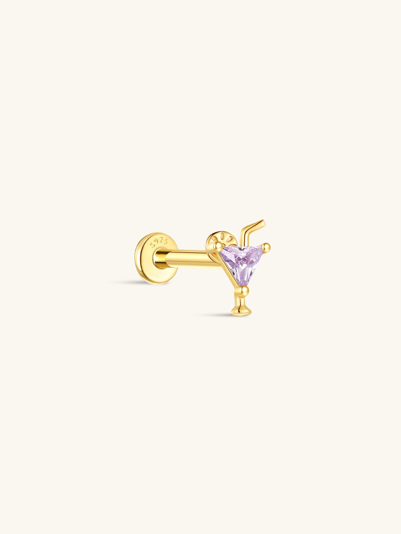 KOSINER Seaspritz 925 sterling silver cocktail glass flat back stud