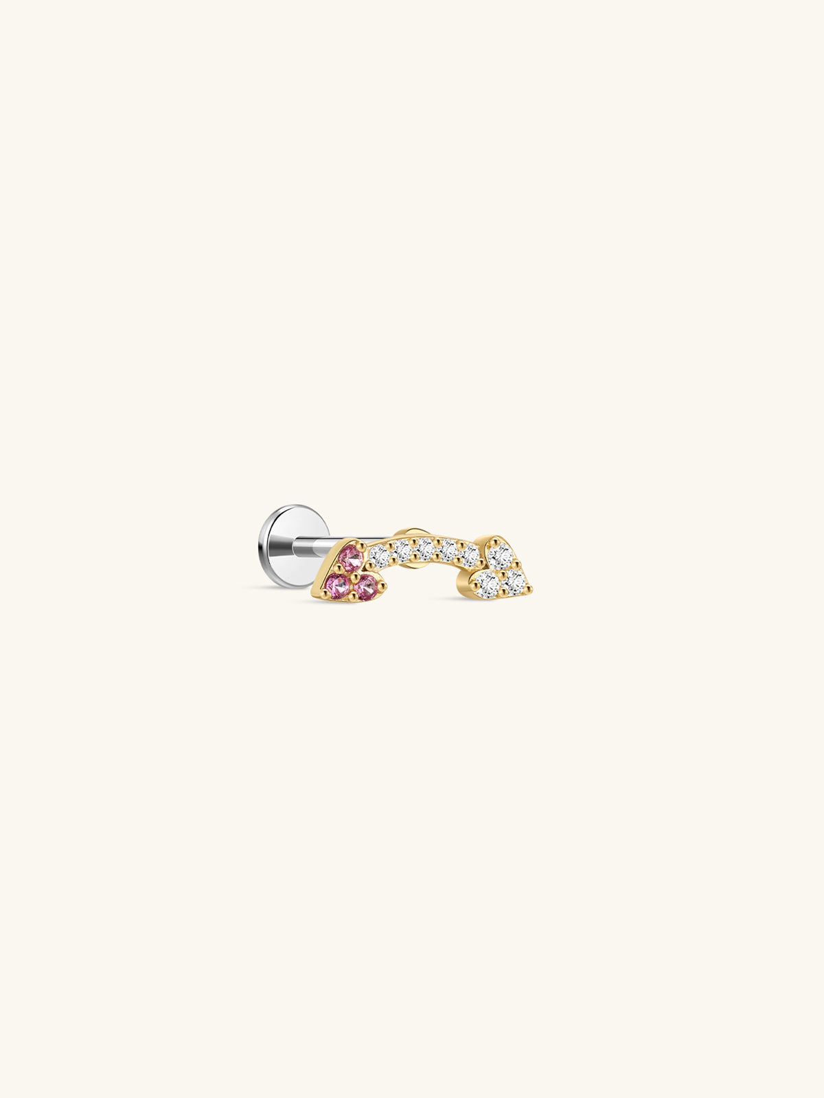 KOSINER Pink Ritual 925 Sterling Silver Two-Tone Arrow Flat Back Stud