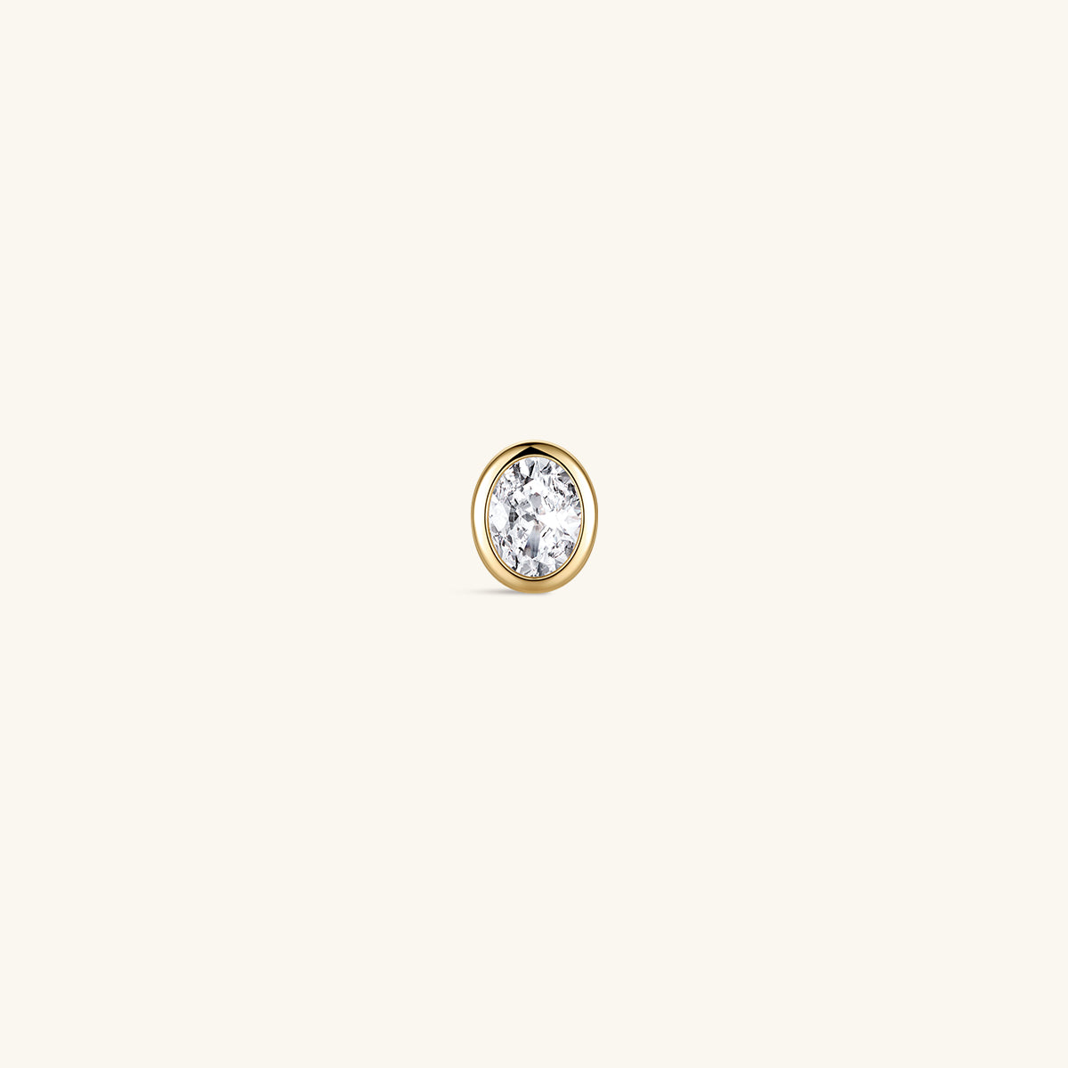 KOSINER 14K solid gold oval lab-grown diamond bezel flat back stud