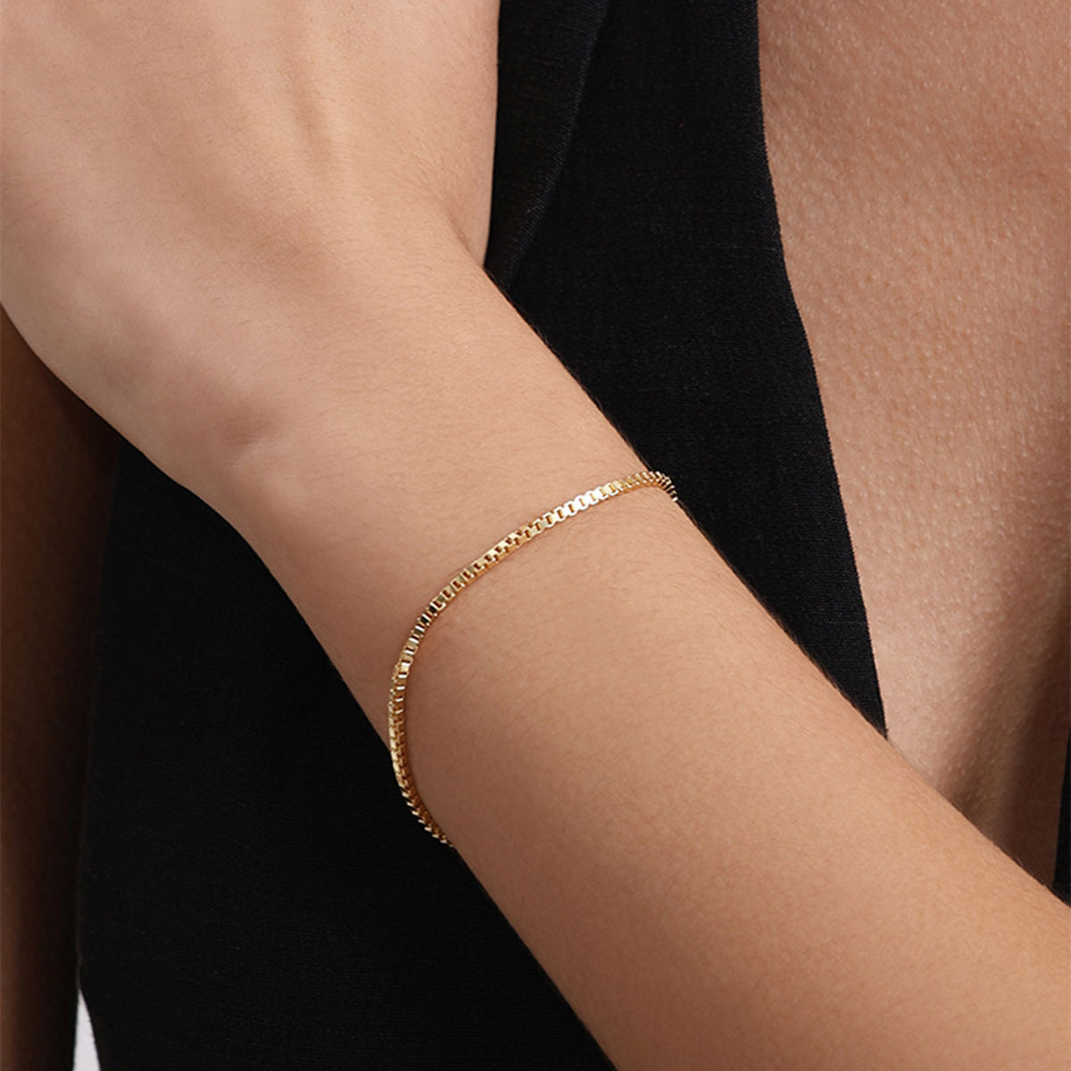 kosiner jewelry 18k Gold Vermeil Box Chain Bracelet