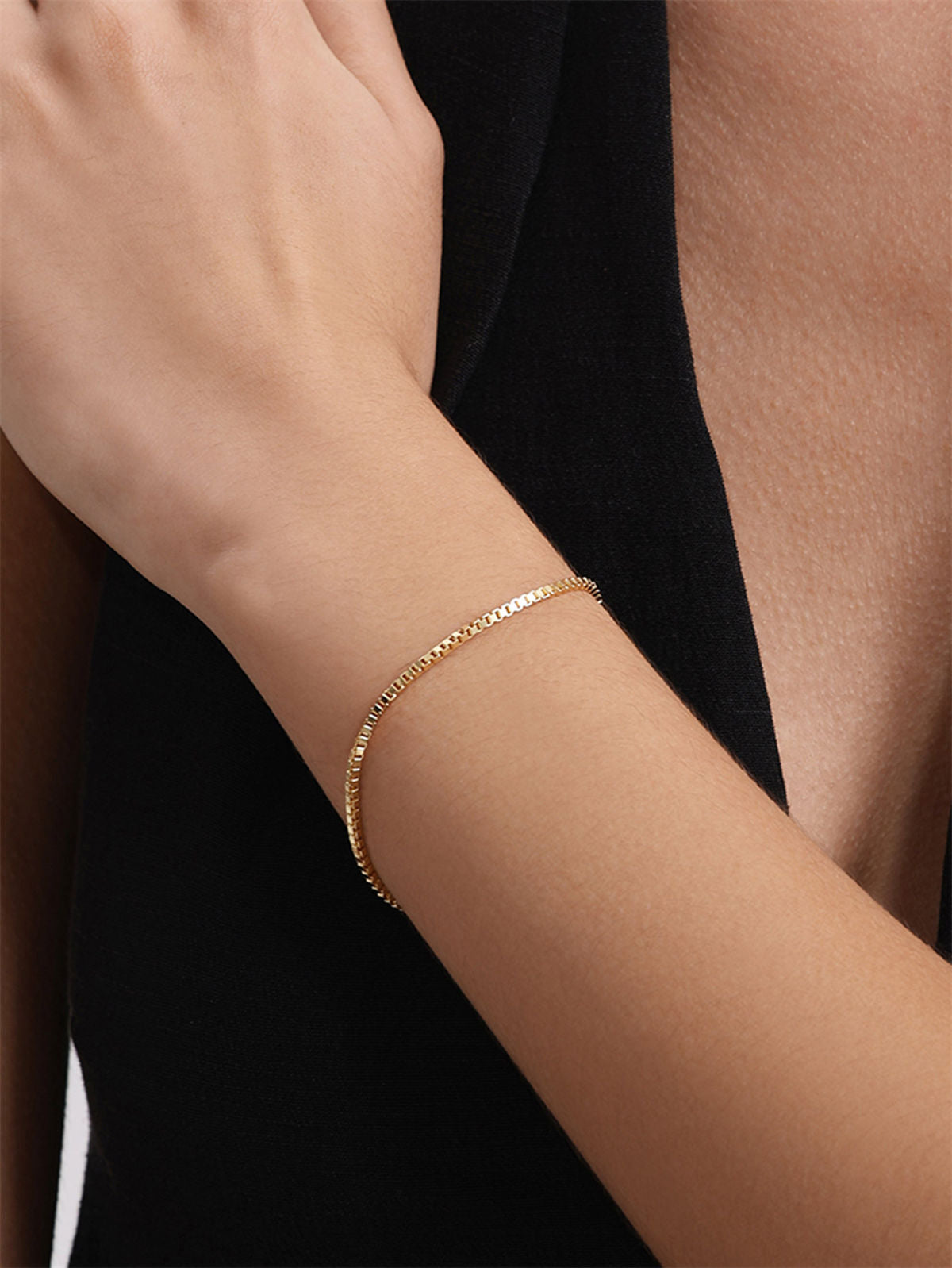 kosiner jewelry 18k Gold Vermeil Box Chain Bracelet