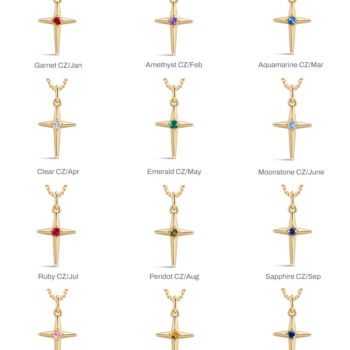Birthstone Cross Necklace in 18k Gold Vermeil