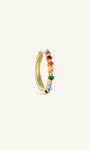 KOSINER Gem Garden delicate rainbow bead cluster clicker hoops, 925 silver seven-color round cubic zirconia hinged seamless piercing rings