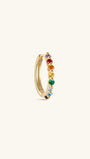 KOSINER Gem Garden delicate rainbow bead cluster clicker hoops, 925 silver seven-color round cubic zirconia hinged seamless piercing rings