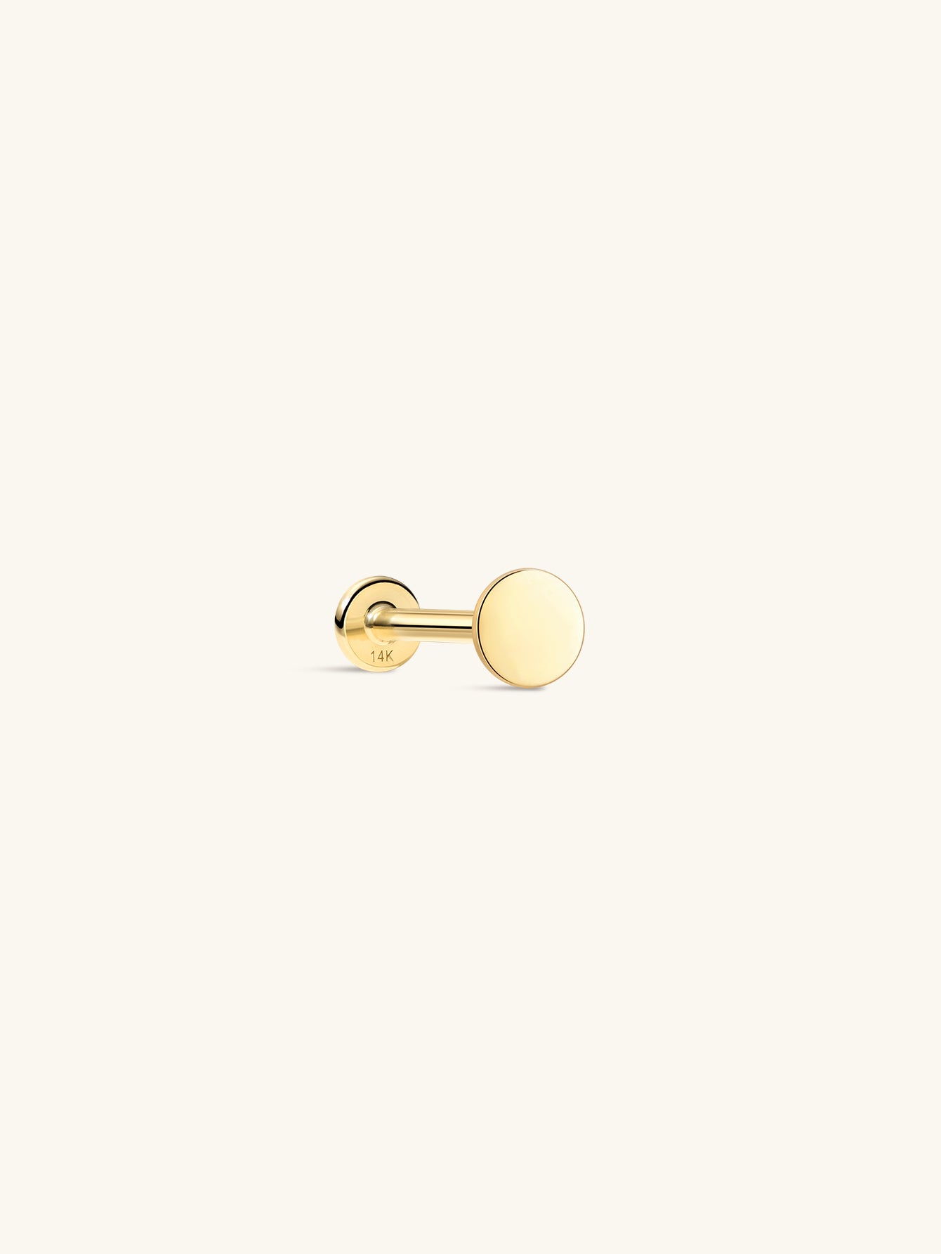 KOSINER 14K Solid Gold Minimalist Disc-shaped Flat Back Stud