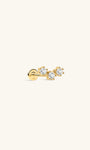 KOSINER 14K Solid Gold Triple-Point Cluster Flat Back Stud, Hypoallergenic Cartilage Earring for Helix Piercing