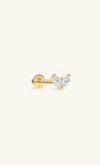 KOSINER 14K Solid Gold Pear CZ Heart Piercing Stud, Minimal Stackable Flat Back Cartilage Ear Jewelry