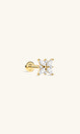 KOSINER 14K Solid Gold Floral Flat Back Stud, Hypoallergenic Cartilage Earring for Helix Piercing