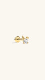 KOSINER Little Wonder 14K solid gold rabbit flat back stud with clear stone
