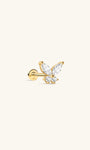 KOSINER 14K Solid Gold Delicate Butterfly Flat Back Stud with CZ