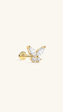 KOSINER 14K Solid Gold Delicate Butterfly Flat Back Stud with CZ